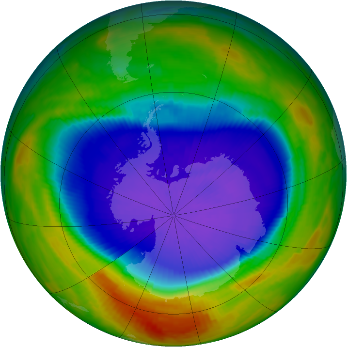Antarctic ozone map for 24 September 1996